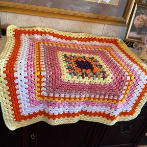 Handmade BABY blanket or GRANDMA lap cover throw afghan 34-36” Square NEW